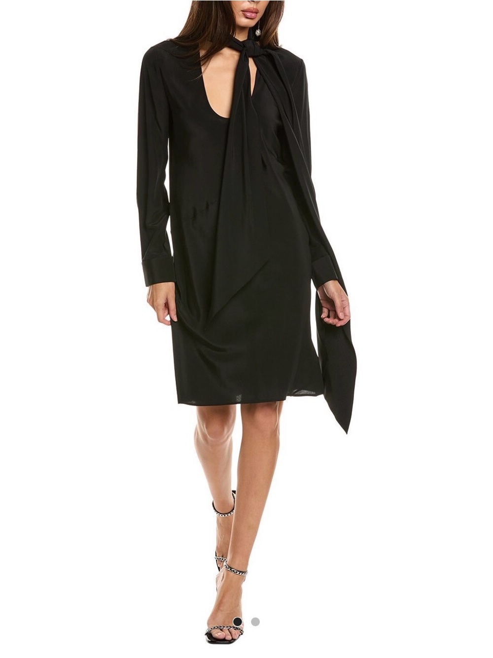 NWOT- Helmut Lang Opaque Scarf Silk Dress, black, size medium